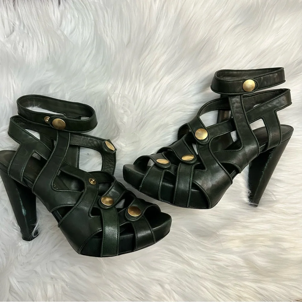 🪷5 for $25🪷  Loeffler Randall Kiera Strappy Platform Heels in Army Green